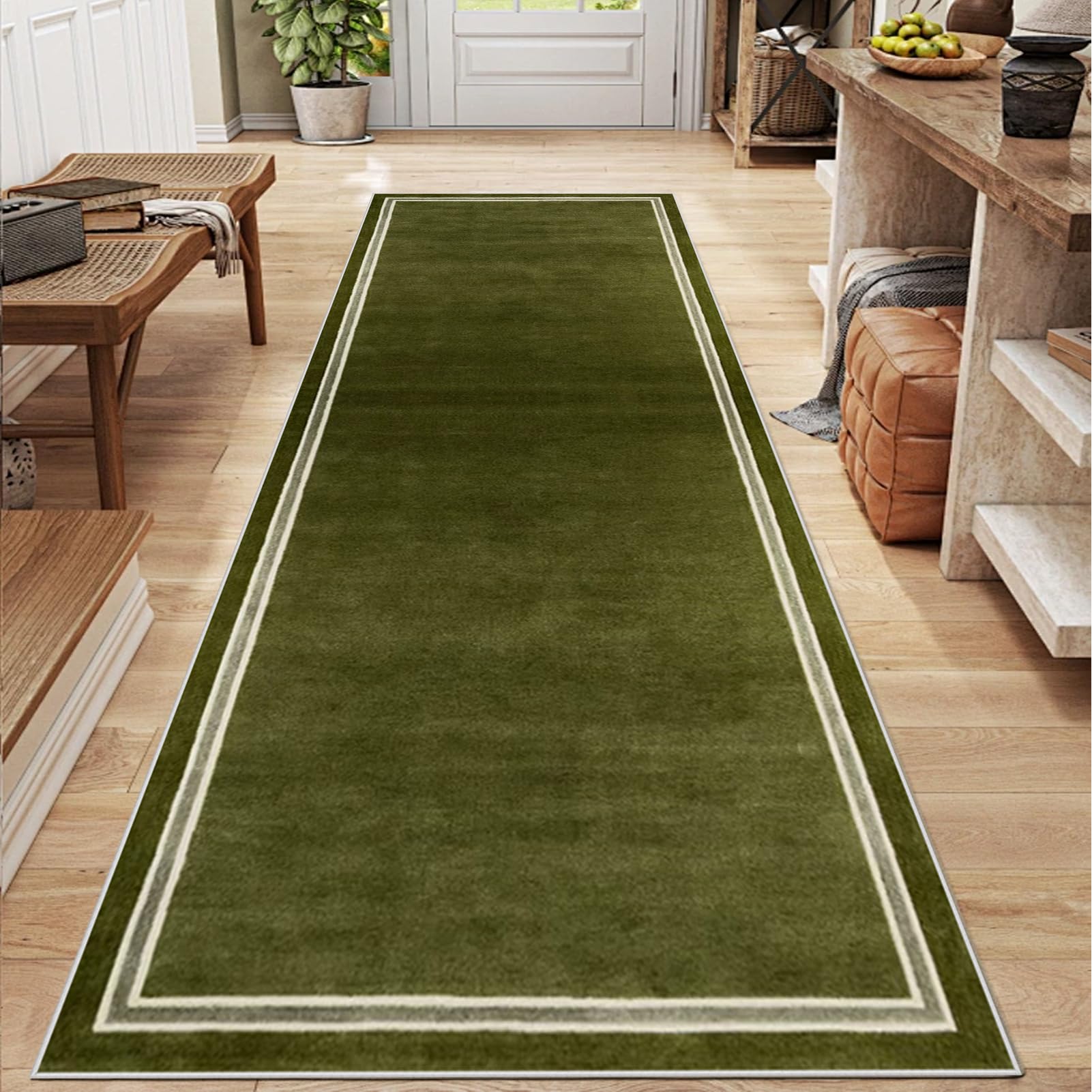Hallway Runner Rug Non Slip 120 x 270 cm Long Hall Runner Kitchen Rug Washable Heavy duty Corridor Rugs Absorbent Short Pile Narrow Carpet Runner for Entryway Sink Hallways Dining Areas Carpets