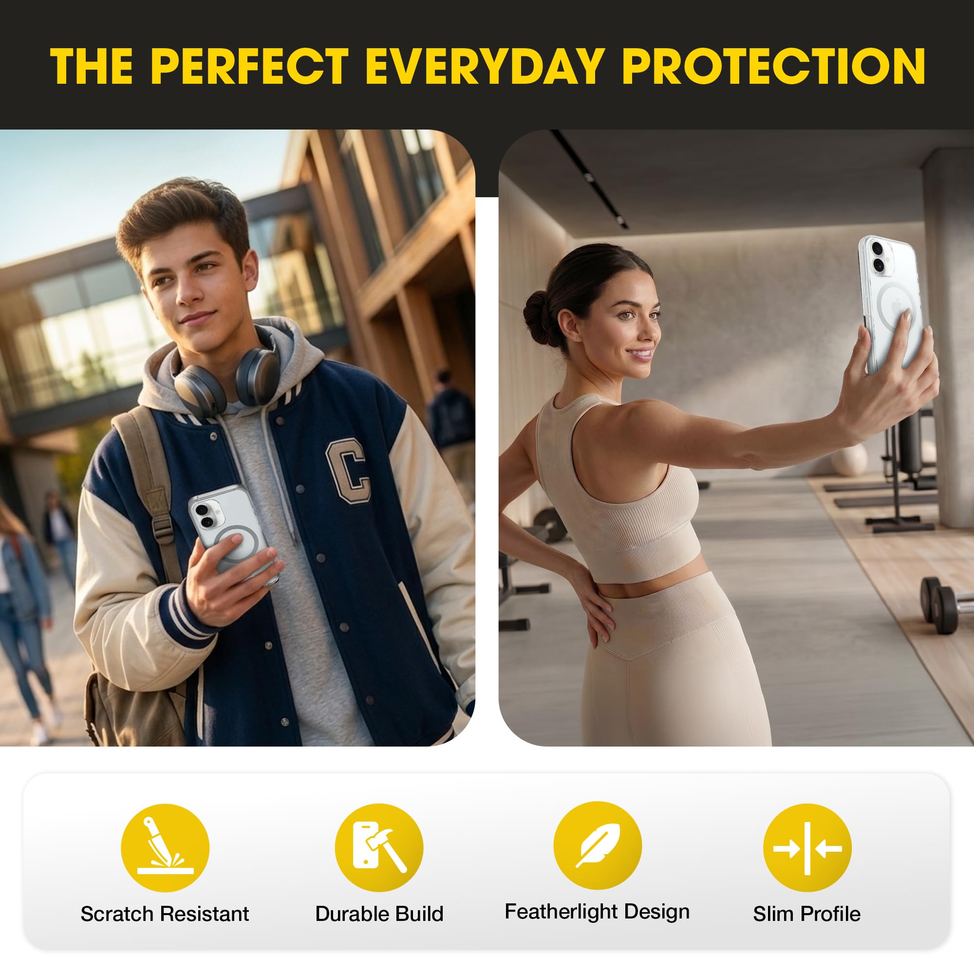 OtterBox Symmetry Clear Series - Custodia trasparente per iPhone 16 (solo), si aggancia a MagSafe, ultra sottile, bordi rialzati per proteggere fotocamera e schermo, confezione non al dettaglio