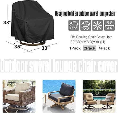 Miniatura 2 de Paquete de 2 fundas giratorias para sillas de salón para exteriores, impermeables, resistentes, (33 pulgadas de ancho x 35 pulgadas de profundidad x