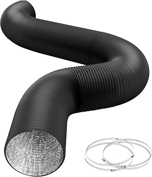 HealSmart 12" 25 Ft Aluminum Ducting Flexible, Heavy-Duty Four-Layer Protection with 2 Duct Clamps, Dryer Vent Hose for Heating Cooling Ventilation and Exhaust Fan