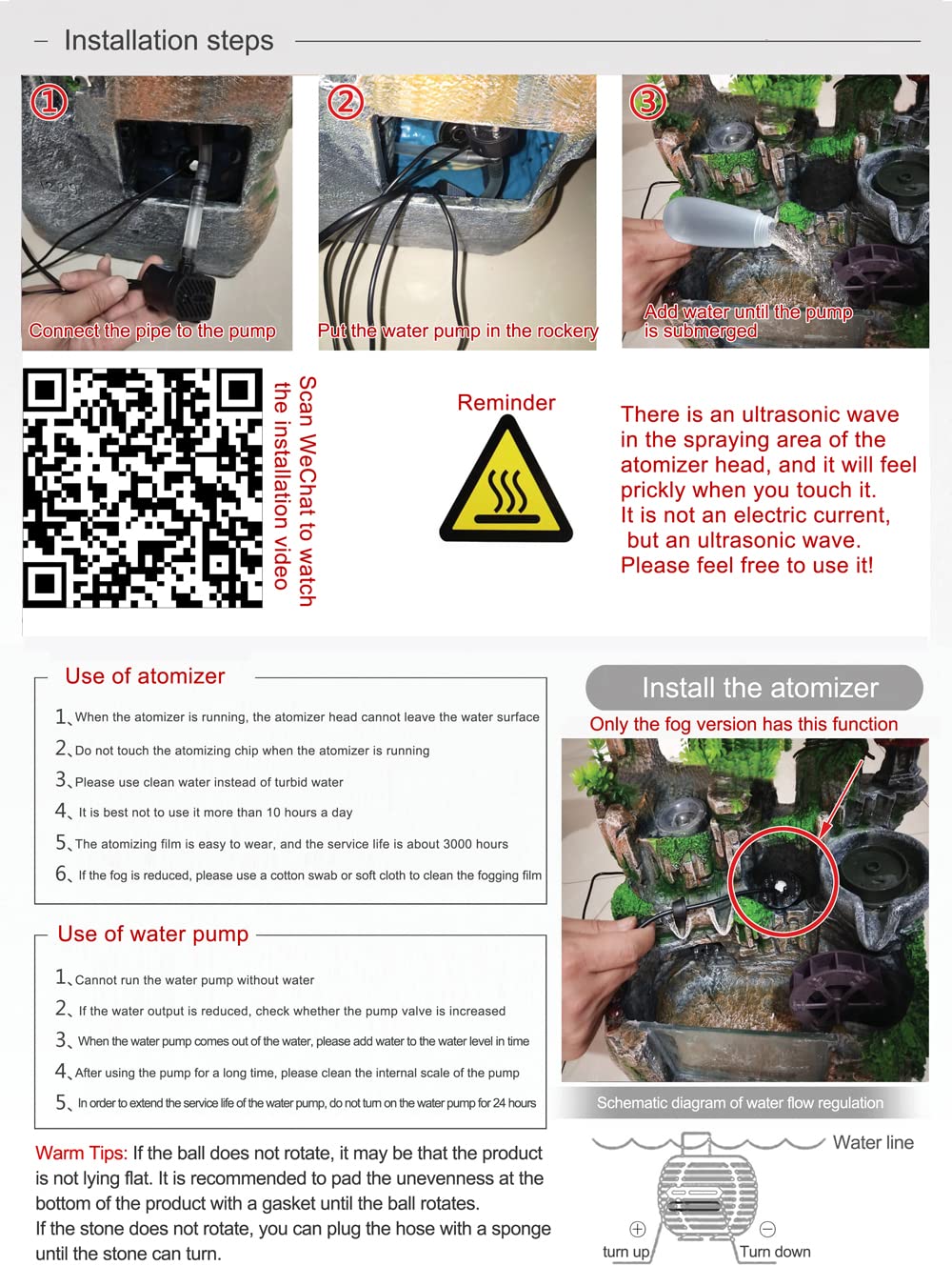 LED-Zimmerbrunnen mit Wasserfall & Zen Garten, Dekorativer Tischbrunnen mit Regengeräuschen, Steingarten Brunnen mit Aquarium & Pflanzen, Leiser Mini-Brunnen für Wohnzimmer, Büro