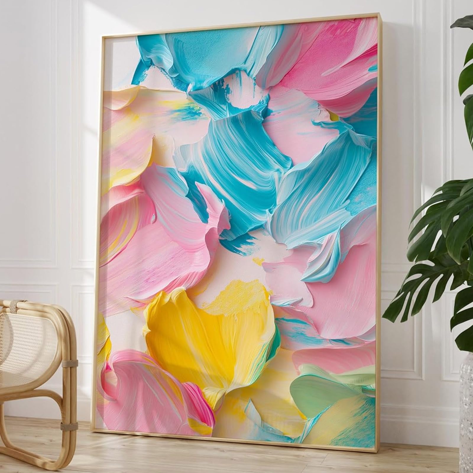 Amazon.com: Colorful Abstract Canvas Wall Art Pink Blue Abstract