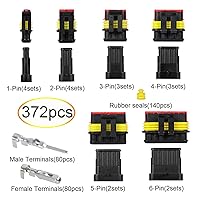 Vista 1 de 372 conectores eléctricos impermeables para automóviles de conexión y desconexión rápida, kit de conectores de cable de 1/2/3/4/5/6 pines (18 juegos)