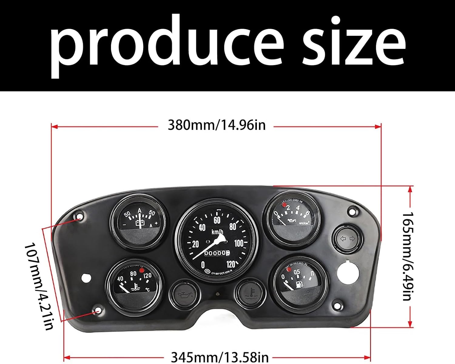 5 in 1 Multifunction Gauge Cluster for Car and Truck Dashboard with Water Temperature Voltages Speed