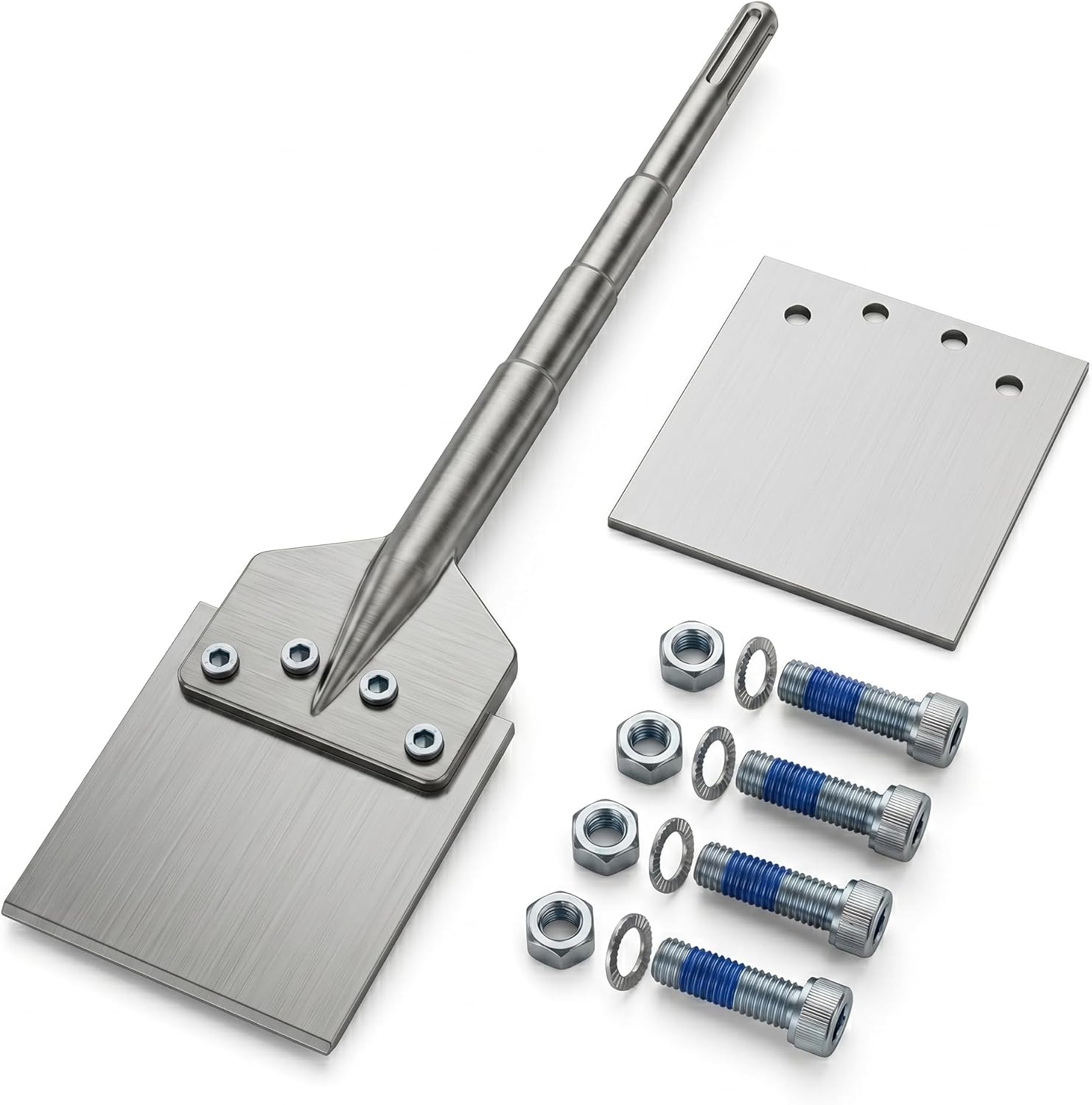 25-Inch Heavy Duty SDS Max Floor Scraper Chisel Tool for Hammer Drill, 6-Inch Wide Scraper for Concrete, Mortar, Thinset, and Tile Removal, Includes 1 Extra Replacement Blade & 4 Spare Bolts