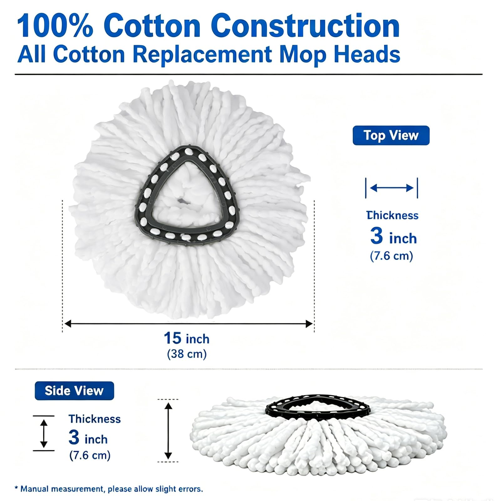 Lot de 12 têtes de rechange 100 % microfibre pour un essorage facile, compatible avec les serpillères triangulaires, tête de rechange pour nettoyage du sol