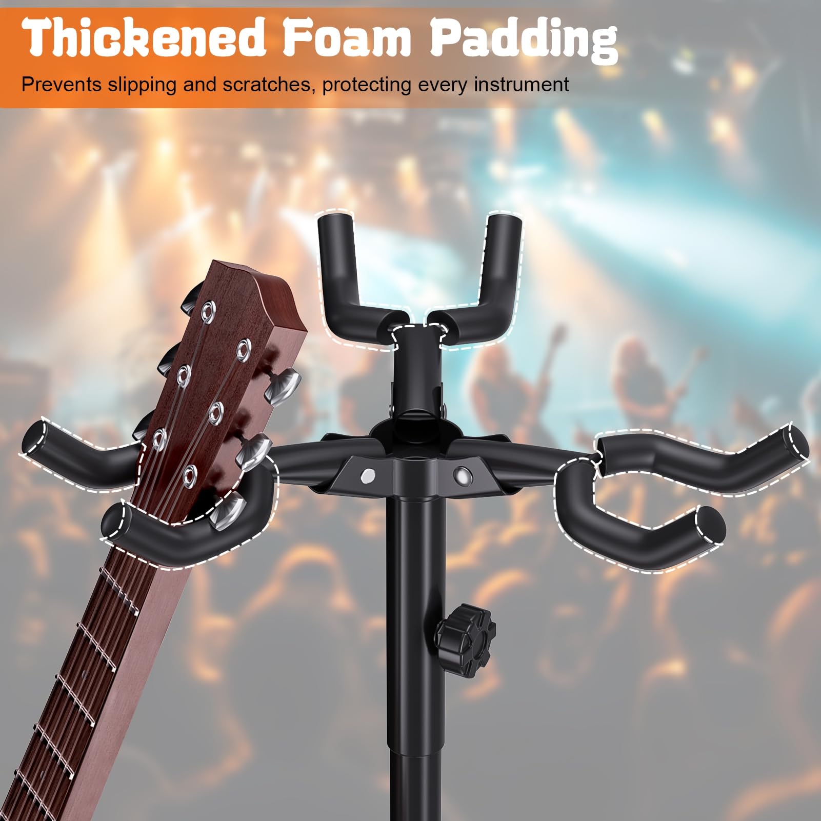 Tuelaly Gitarrenständer, verstellbarer 9-Gitarrenständer, Multi-Display-Rack mit schützender Gummipolsterung, hält drei elektrische oder akustische Gitarren [Objektobjekt]