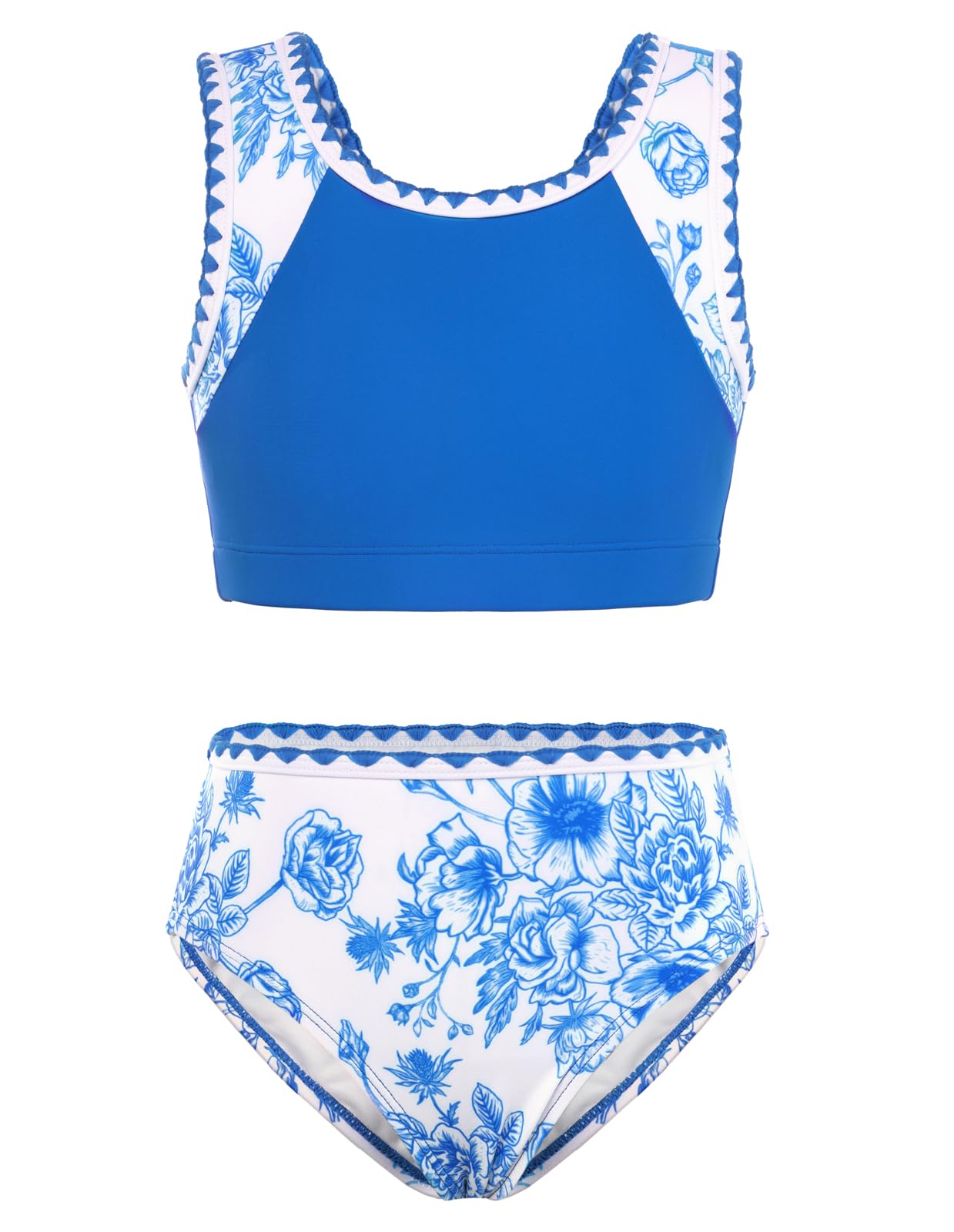 GRACE KARIN Conjunto de bikini de 2 piezas con estampado floral para niñas de 7 a 14 años