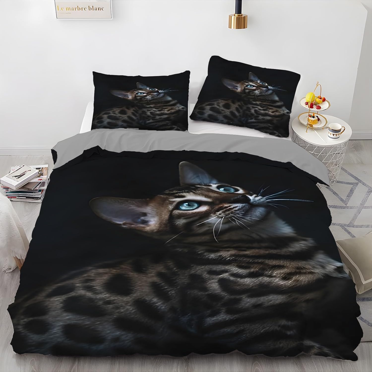 Housse de couette 200x220 chat motif léopard zippée pour en finir avec les draps rêches