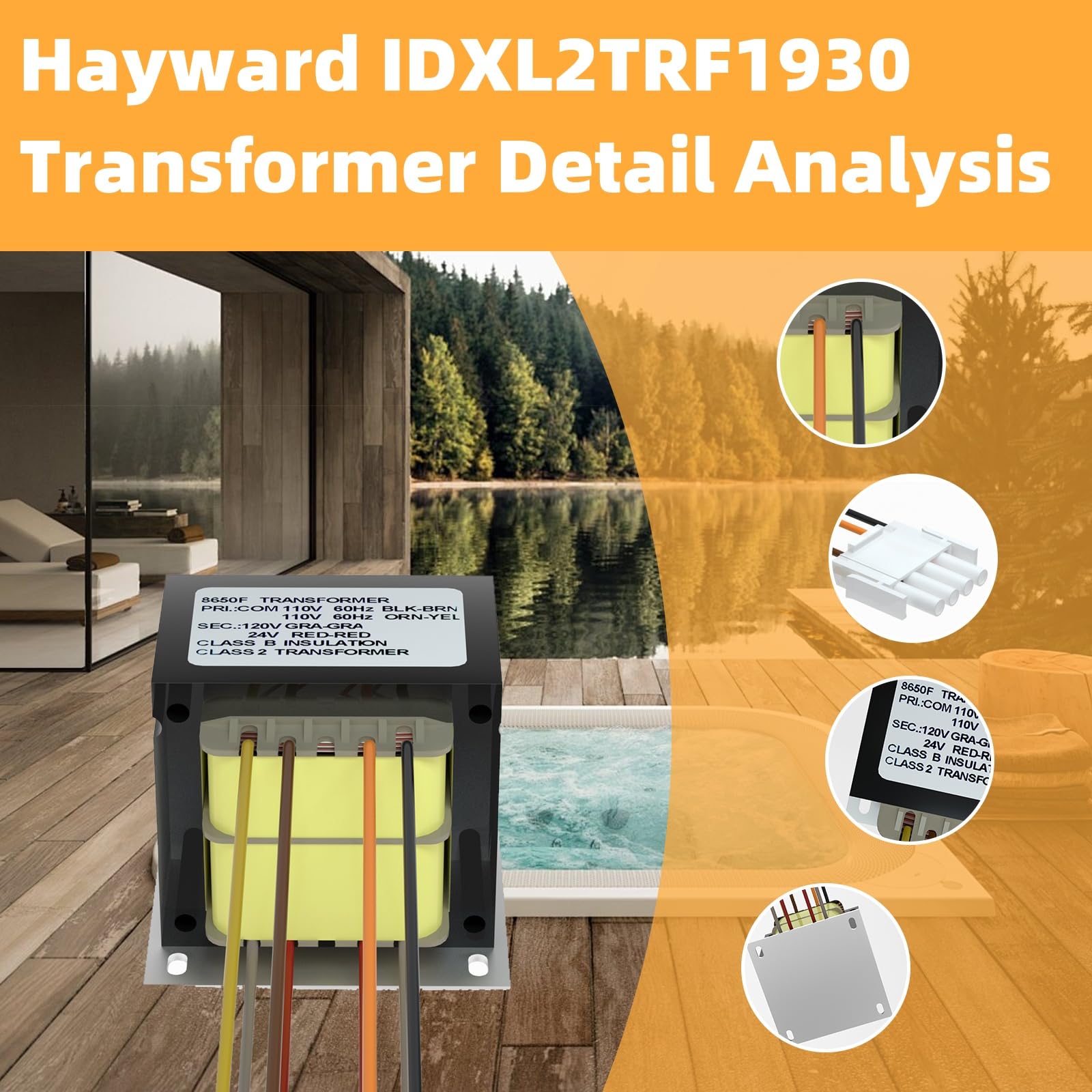 Hayward IDXL2TRF1930 Transformador de 120/240 voltios a 24 voltios en transformador de CA compatible con calentadores Hayward seleccionados