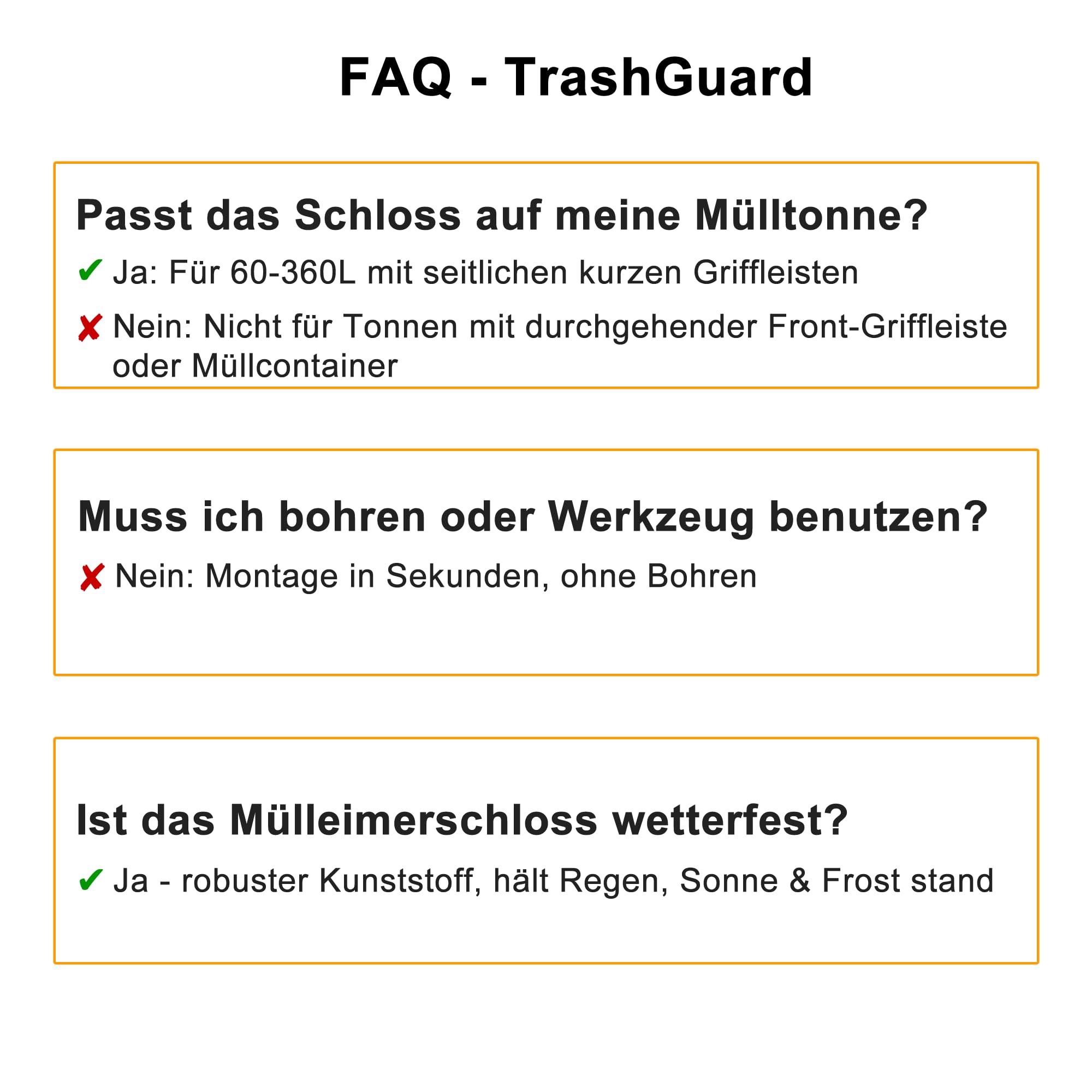 Lucchetto per pattumiera TrashGuard – stabile e chiudibile – montato senza fori – protegge da rifiuti estranei e animali – adatto per bidoni della spazzatura da 60 – 360 l con maniglie laterali del