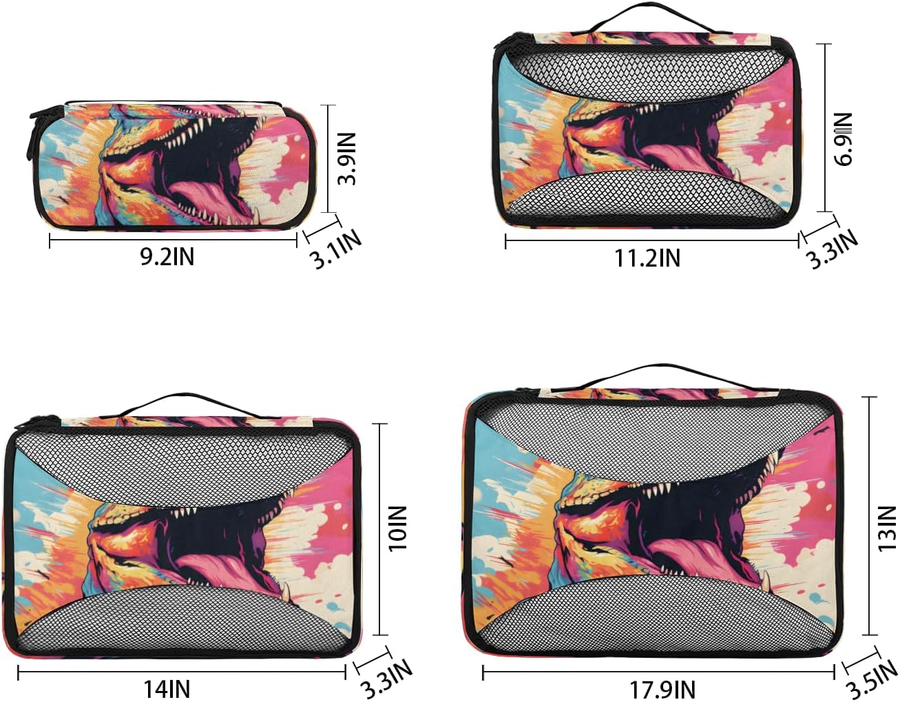 Cool Dinosaur 4 Set Packing Cubes Packing Cubes for Women Lightweight Travel Essential Bag Clothes Carry on Suitcase Bags for Accessories Essentials