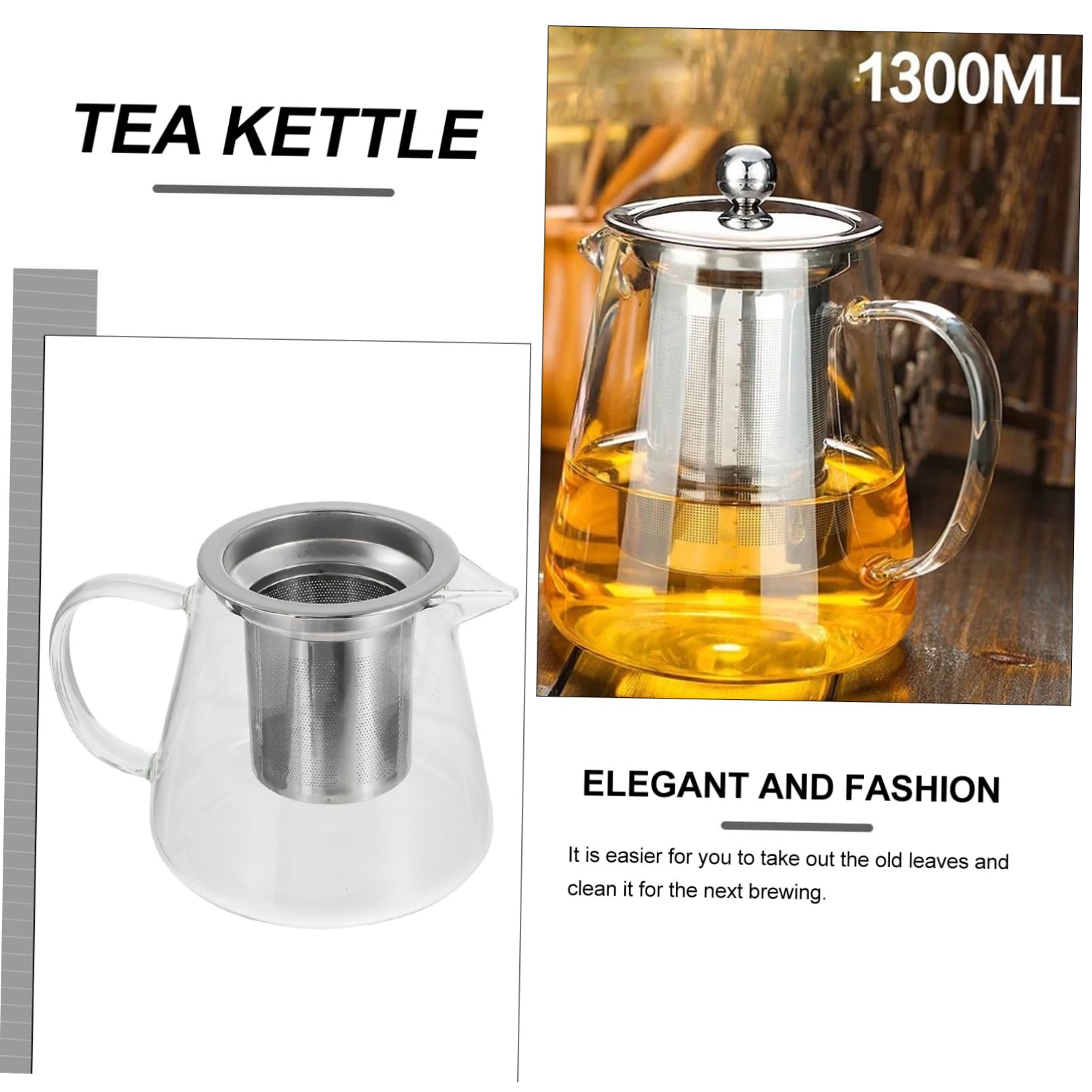 Toyvian Glas Teekanne Transparent Mit Integriertem Sieb Tee-Ei Für Jasmintee Grüntee Oolong-Tee Beinhaltet Hitzebeständige Teekessel Mit Tassen Für Küche Esszimmer