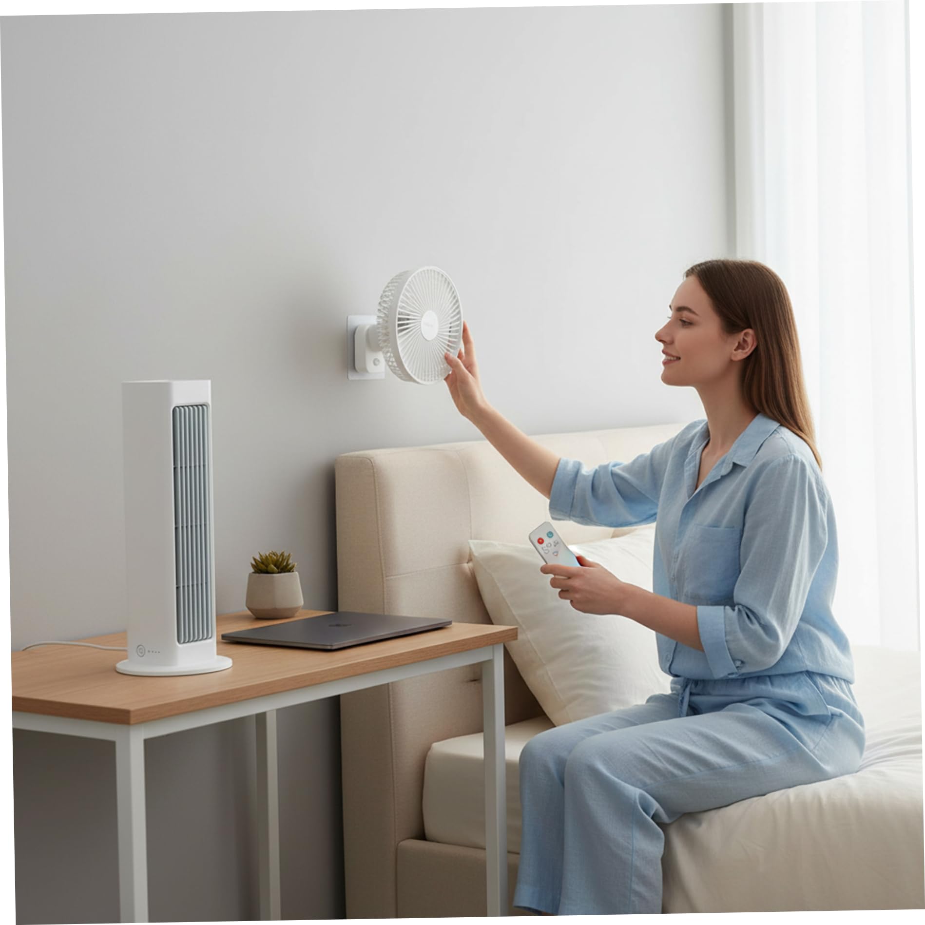 Aire acondicionado portátil pequeño, aire acondicionado personal de refrigeración con control remoto, batería de 4000 mAh, montaje en pared y uso de escritorio, ventilador de oficina silencioso, uso