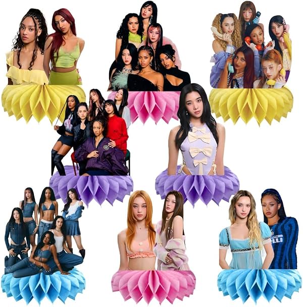 8 Piezas Centro de Mesa Katseye Artículos para Fiesta de Cumpleaños Decoraciones de Mesa de Doble Cara para Decoraciones de Fiesta Temática Katseye