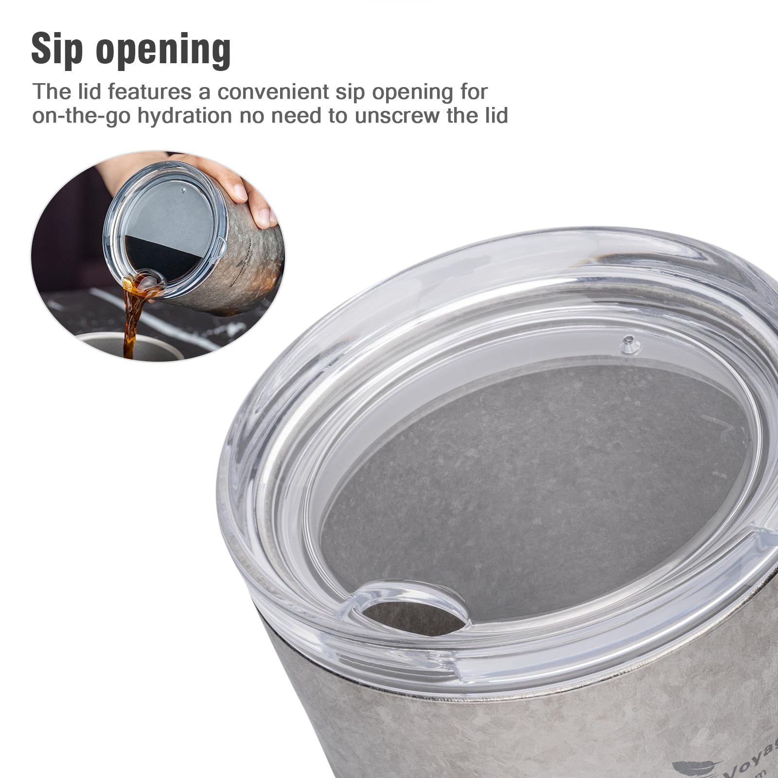 Boundless Voyage Ti3238D Tasse à café en titane à double paroi avec couvercle 240 ml