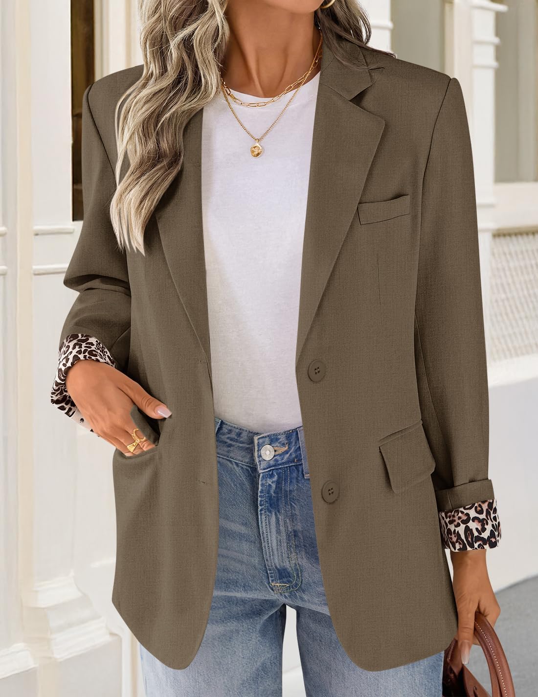 ZESICA Women's Fall Business Casual Blazers 2026 Long Sleeve Lapel Open Front Button Work Blazer Jackets with Pockets - Image 9