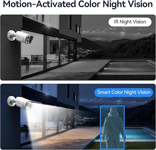 Miniatura 3 de Sistema de cámara de seguridad con cable, 4CH 5MP Lite AHD TVI DVR grabadora DVR kit de vigilancia DVR, 4 x 5MP cámara CCTV de doble luz para uso en