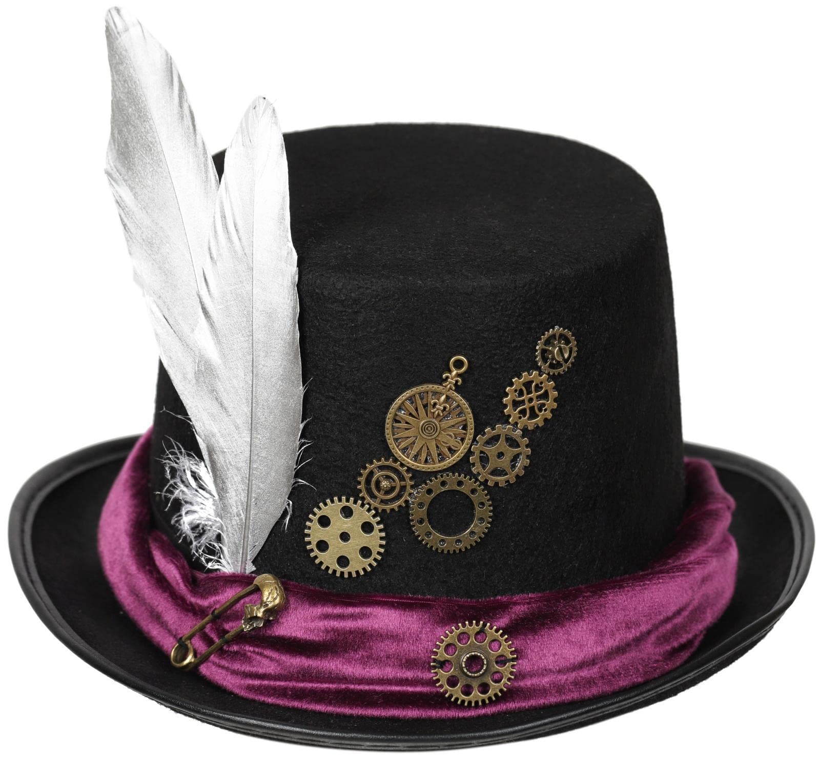BLESSUME Steampunk Hat Unisex for Carnival, Halloween, Theme Party (M, Schwarz 12)