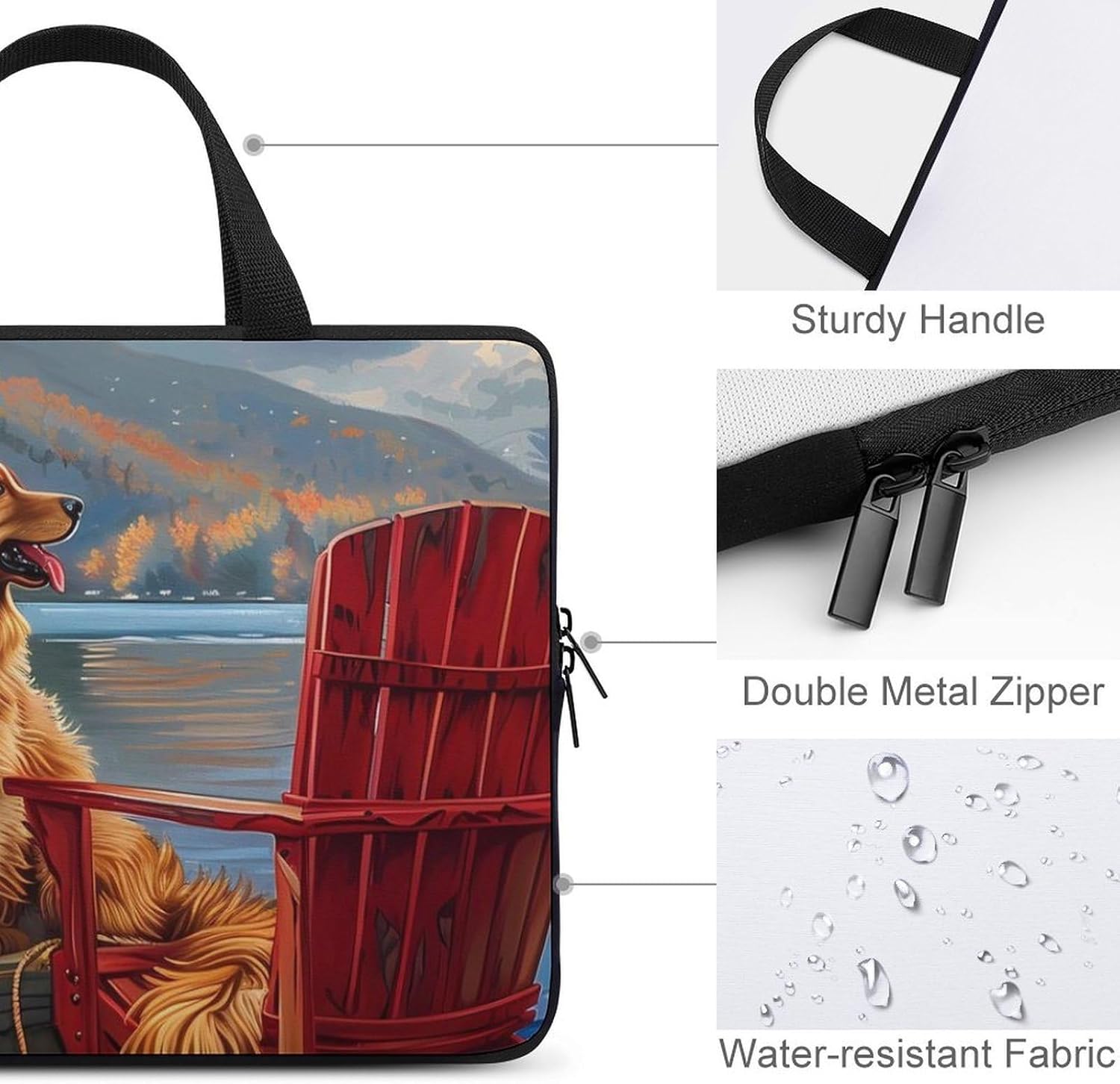 Retriever Dog Lake Laptop Bag Print Computer Sleeve Case Protector Briefcase Totes for Women Men