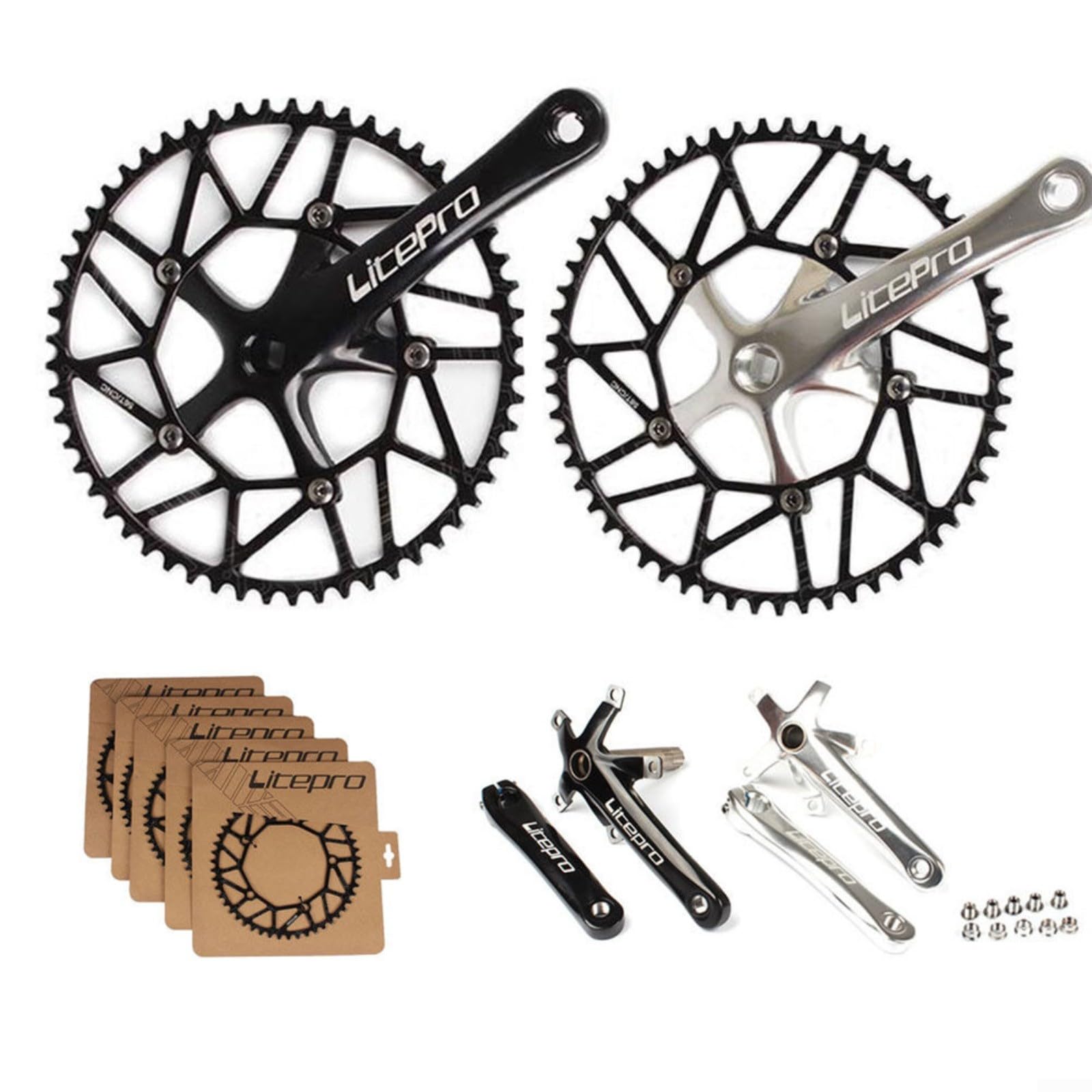 Pedivella/corona per bici, in lega di alluminio, 170 mm, accessorio per bicicletta a velocità singola da strada e mountain bike (manovella nera)