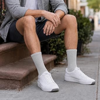 WANDER Men's Cushioned Cotton Crew Socks, Multi-Pack for Work & Running