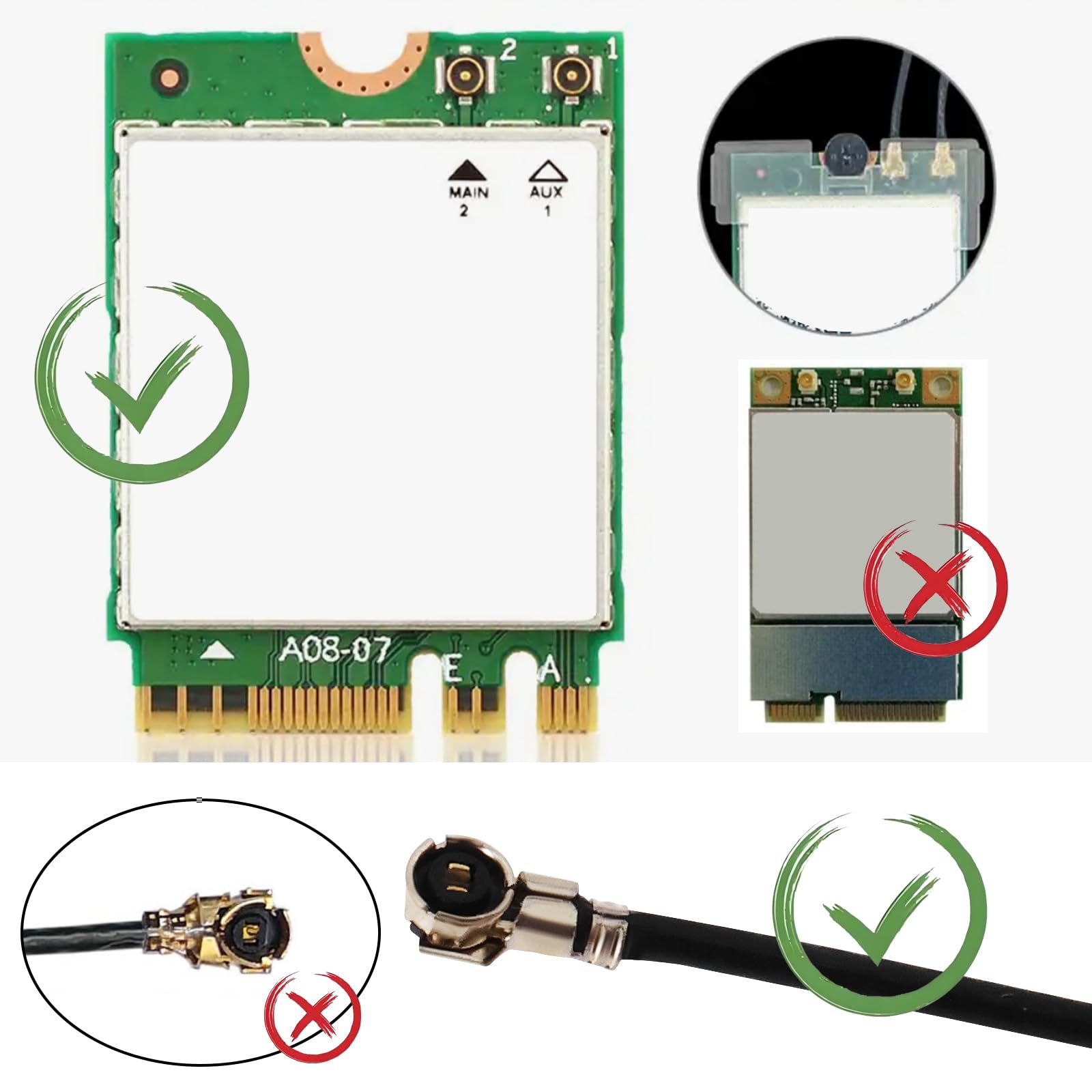 YINETTECH 2Pcs IPEX MHF4 Built-in Antenna 2.4GHz/5GHz 3dBi for M.2 Interface Cards NGFF 7265 8265 9260 9560 AX200