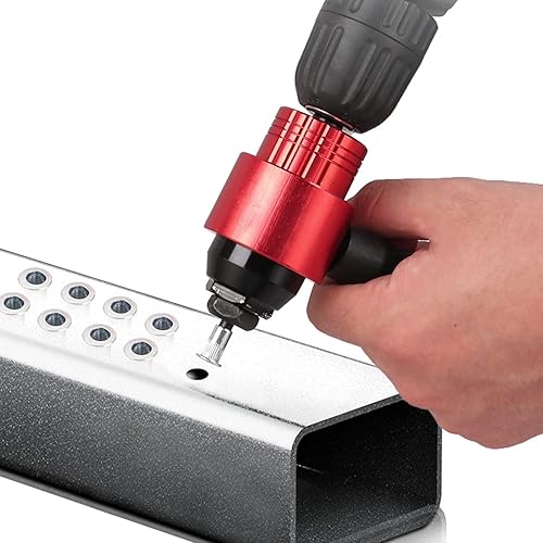 Miniatura 2 de Zooke Adaptador de pistola de remache eléctrico, herramienta de tuerca de remache inalámbrica con 5 cabezales de remache y llave de mango, kit de
