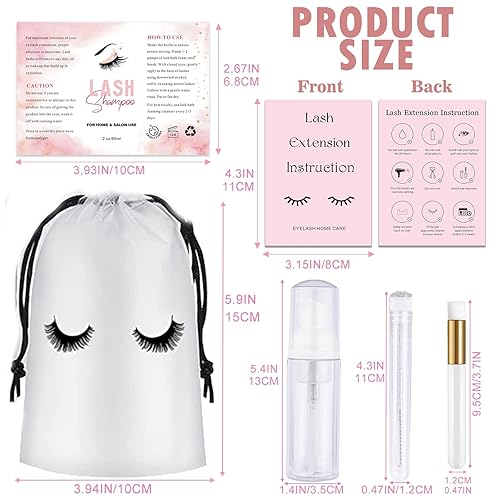 Miniatura 2 de Juego de 60 botellas y cepillos de champú para pestañas, 10 dispensadores de bomba de espuma, cepillo de limpieza de pestañas, cepillo de tubo de