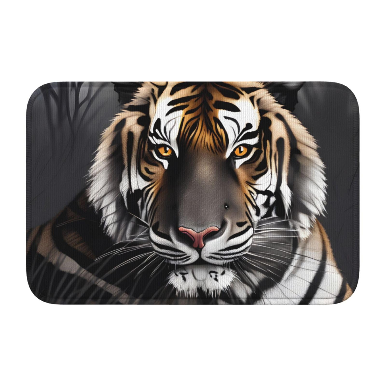 Tapis de sol grand format motif tigre avec revers anti-glisse et ourlet Lock Edge