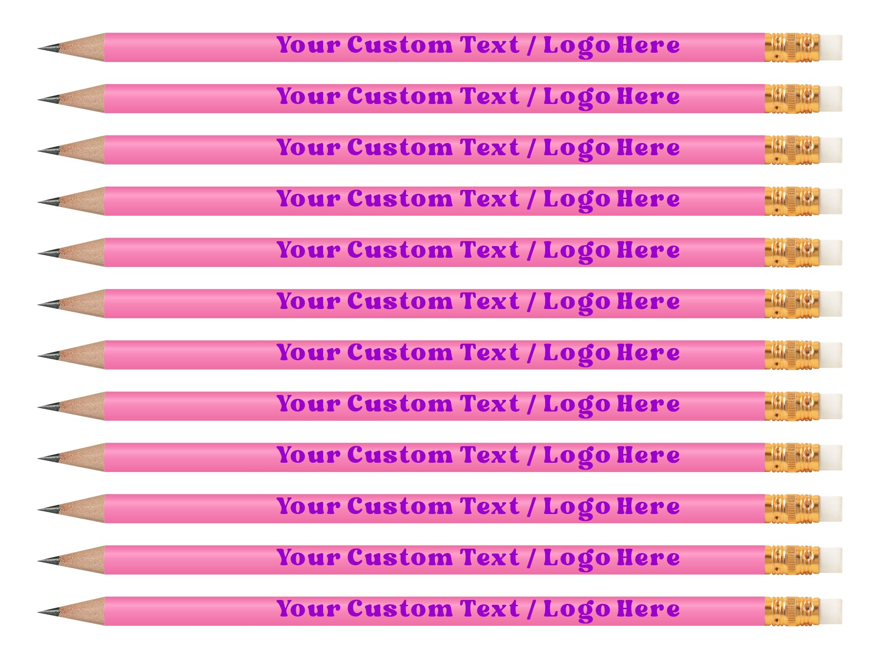 Personalized Pencils - Customized Pencils Imprinted - with Your Text or Logo - Perfect for Offices, Gifts & Events – Custom pencils - Pink - 96 Pack