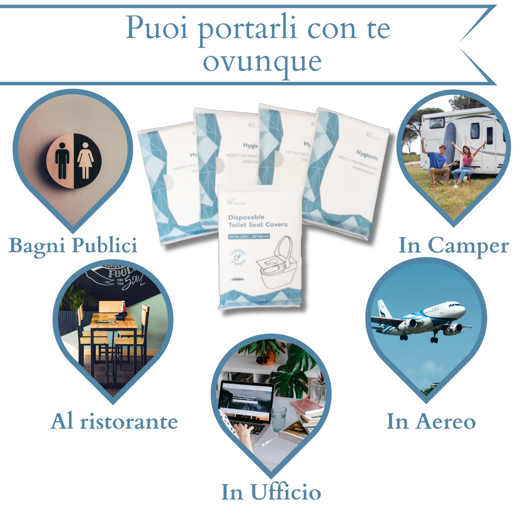 Copriwater usa e getta biodegradabili 50 Pezzi igienici monouso viaggio carta