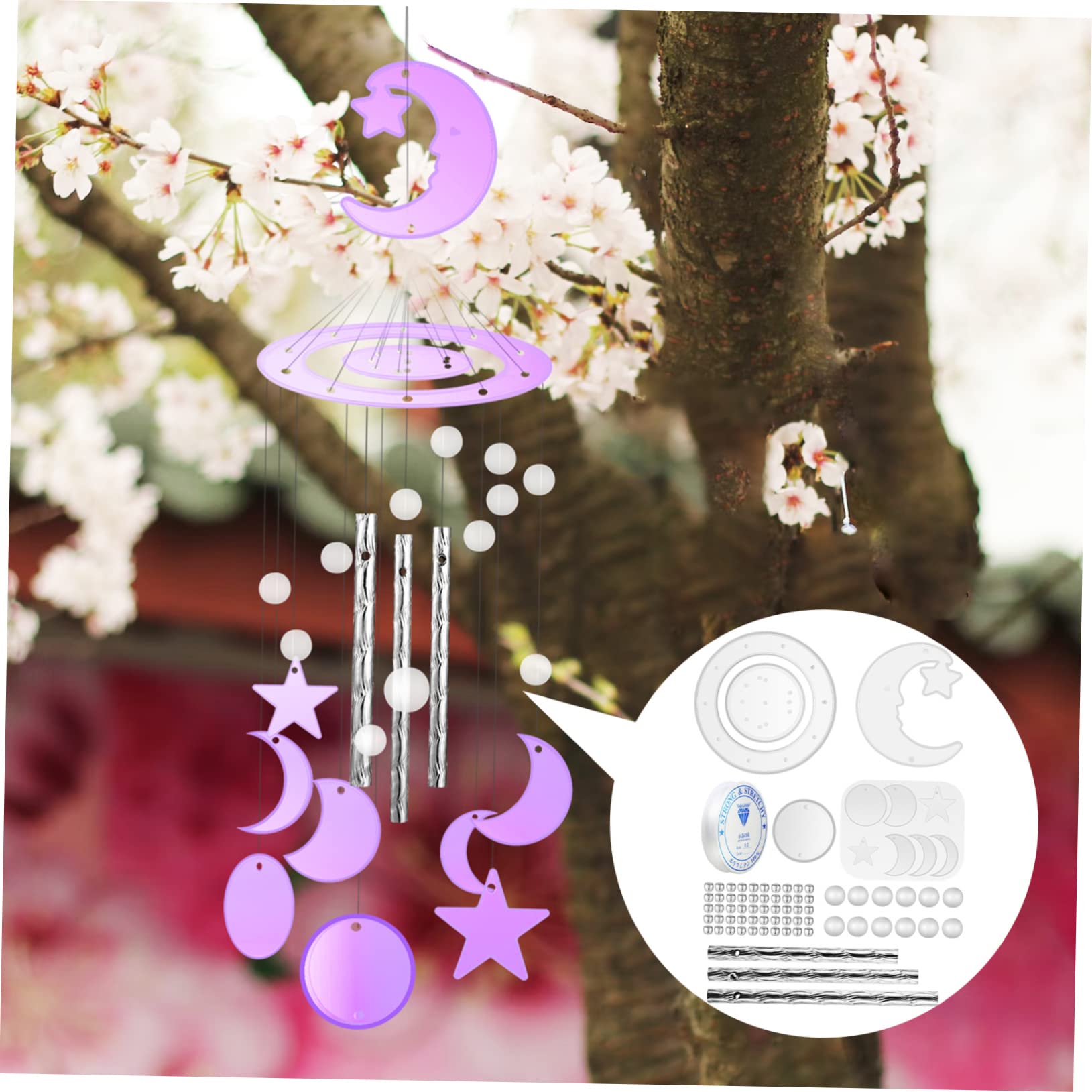 SHINEOFI 4sets Completo Di Stampo Silicone Per Eolici Kit Fai Da Te Per Creare Wind Chimes Materiale Flessibile Per Progetti Creativi Inclusa Guida Inglese Per Attività