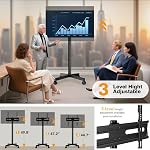 Hemudu Mobile TV Stand for 23-60 Inch LCD LED Flat/Curved Screen TVs, TV Cart Holds up to 77Lbs, Rolling TV Stand with Tilt and Height Adjustable, Pole TV Floor Stand with Wheels Max VESA 400x400mm