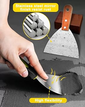 9pcs Wallpaper Steamer Set with Gloves, Wallpaper Scraper Tool 1 2 3 6 Inch | Heavy Duty Wall Paper Scraper for Wall Repair, Advertisement Removal, Floor Cleaning, Plastic&Wood Grip