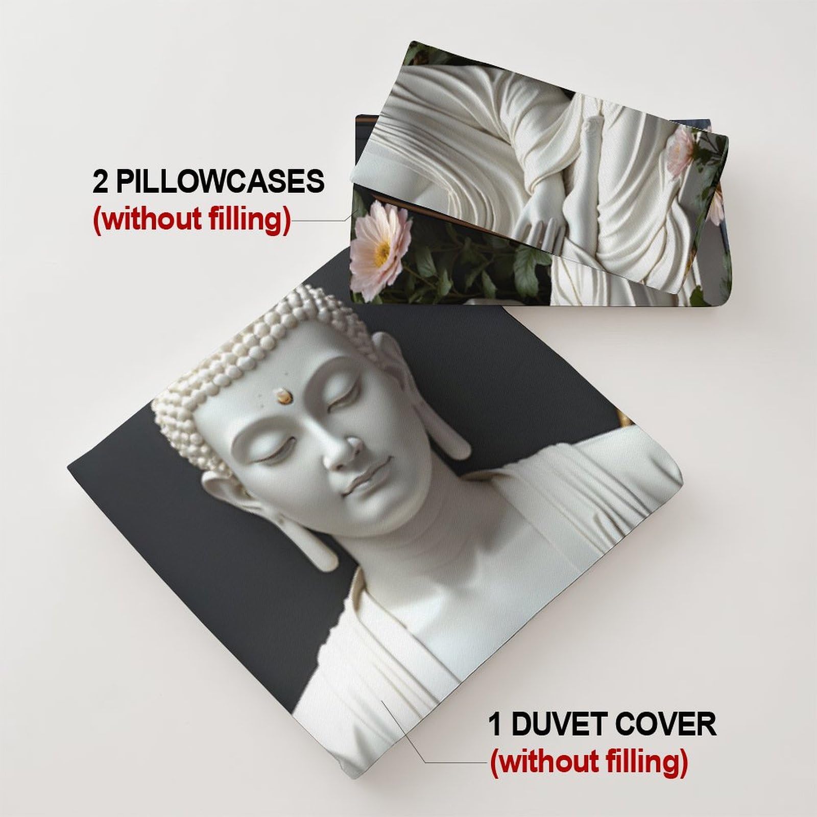Lenzuolo con angoli elasticizzati con stampa 3D Buddha, in microfibra, antiscivolo, per la casa