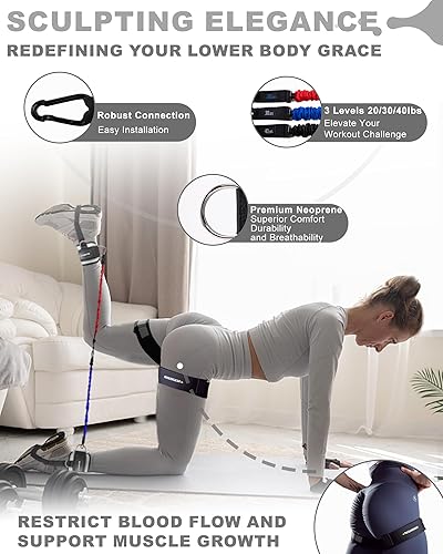 Miniatura 8 de MANUEKLEAR - Juego de bandas de glúteos para entrenamiento, pesas ajustables para tobillo para mujeres con bandas de resistencia, equipo de