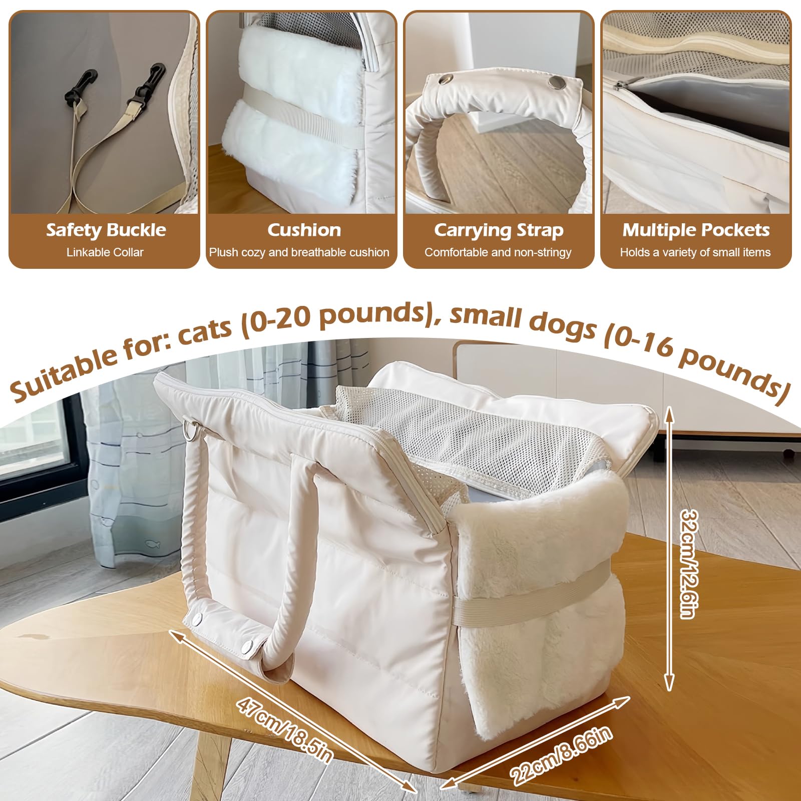 Transporttasche für Hunde und Katzen, Haustiere Tragetasche für Kleinen und Mittleren Hund Welpen Katze bis 9 kg, Hunde Welpen Katzen Tasche, Atmungsaktiv Schultertasche für Outdoor Reisen