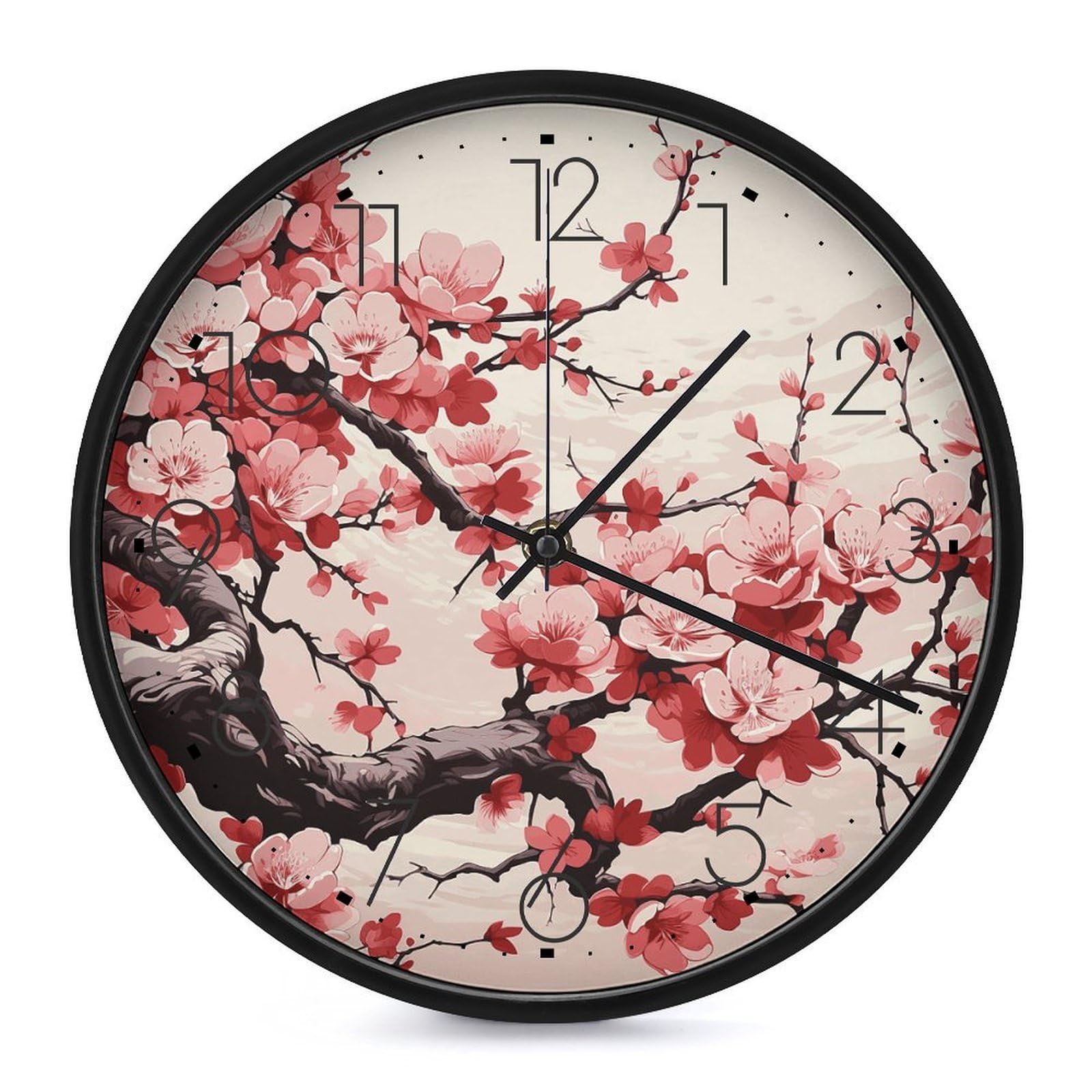 Horloge murale japonaise decorative 25,4 cm pour appartement noir