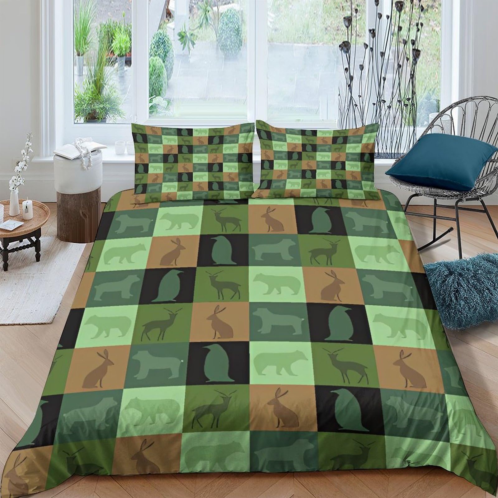 Funda Nórdica 3D de Animales 200x200cm con Cremallera y 2 Fundas de Almohada