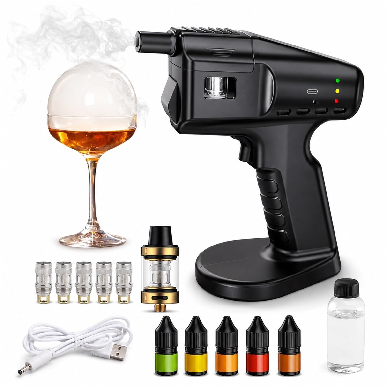 Cocktail Smoker Kit Smoke Gun Bubble Infuser for Drinks and Food Handheld Cold Smoke Generator for Cocktails Whiskey Wine Meat Cheese Portable DIY Smoker Gift