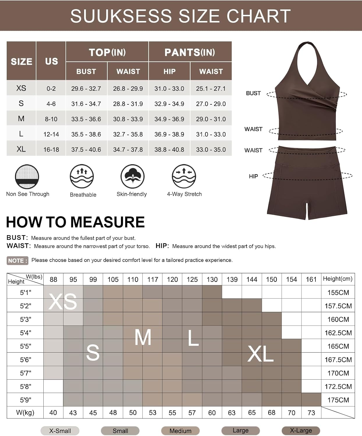 SUUKSESS Women 2 Piece Halter Open Back Workout Sets Padded Tank Top High Waisted Tummy Control Biker Shorts with Pockets - Image 6