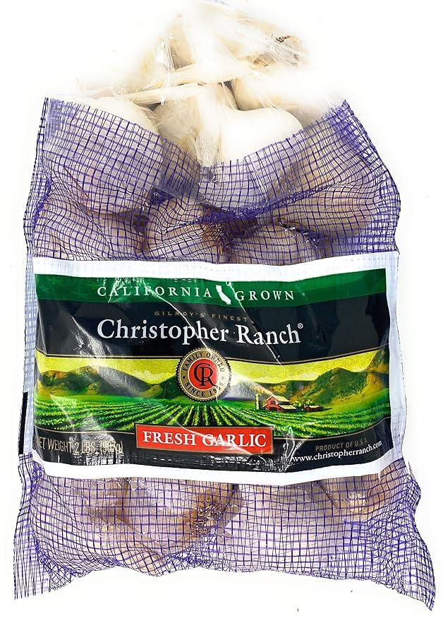 One bag of 2 pounds Fresh Garlic USA California Heirloom Gilroy Finest. The bag of garlics are cleaned and selected manually.