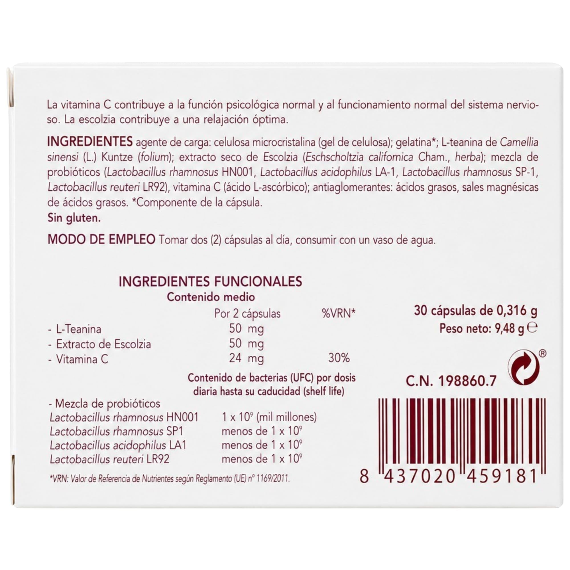 Bromatech Psicobrain 30 Cápsulas - Psicobiótico para el Eje Intestino-Cerebro - Con L-Teanina, Amapola de California y Vitamina C - Reduce Estrés y Ansiedad