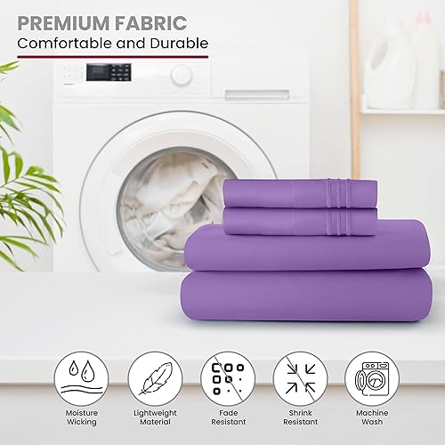 Miniatura 7 de LDC - Juego de sábanas de microfibra cepillada de 6 piezas con bolsillos de 16 pulgadas de profundidad, fundas de almohada bordadas y lisas, sábanas