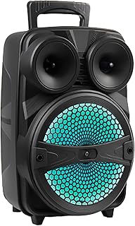 مكبر صوت بلوتوث كبير - ارتق بتجربة الصوت لديك مع مكبر صوت الكبير مقاس 8 بوصات بتقنية البلوتوث، والذي يتميز بقوة 7 وات، وبطارية تدوم طويلاً بقوة 1500 مللي أمبير في الساعة، وخيارات اتصال متعددة للاستم