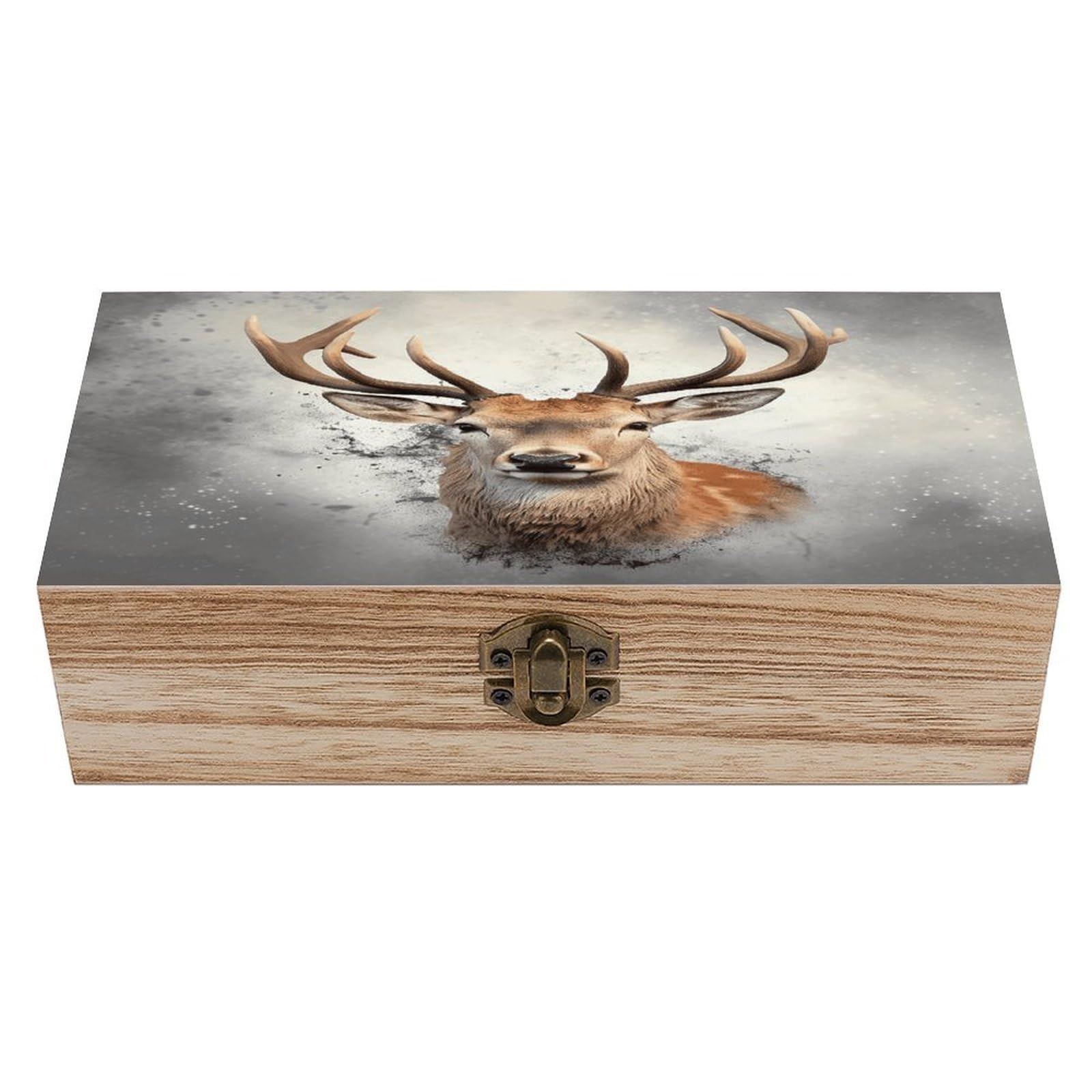 VstaDank Animal Deer Wooden Storage Box Wooden Keepsake Box with A Hinged Lid Fashion Memory Treasure Boxes Decorative Jewelry Case for Crafts Photo Home Decor Wood Gift Box