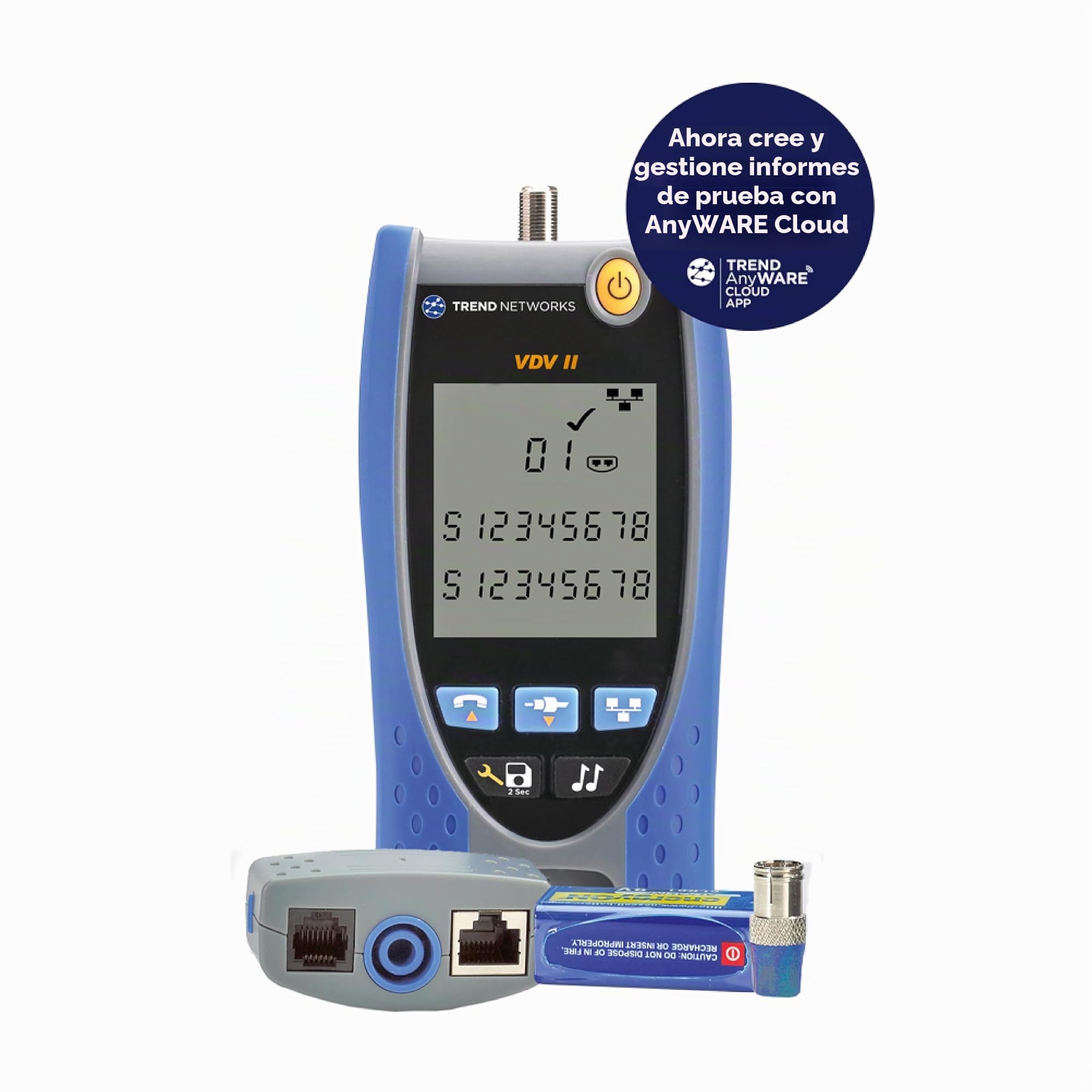 TREND Networks | R158007 | VDV II Basic | Conectado a la nube | Verificador de cables de voz, datos y video | Probador de cables de cobre | Herramienta avanzada de mapa de cables y solución de