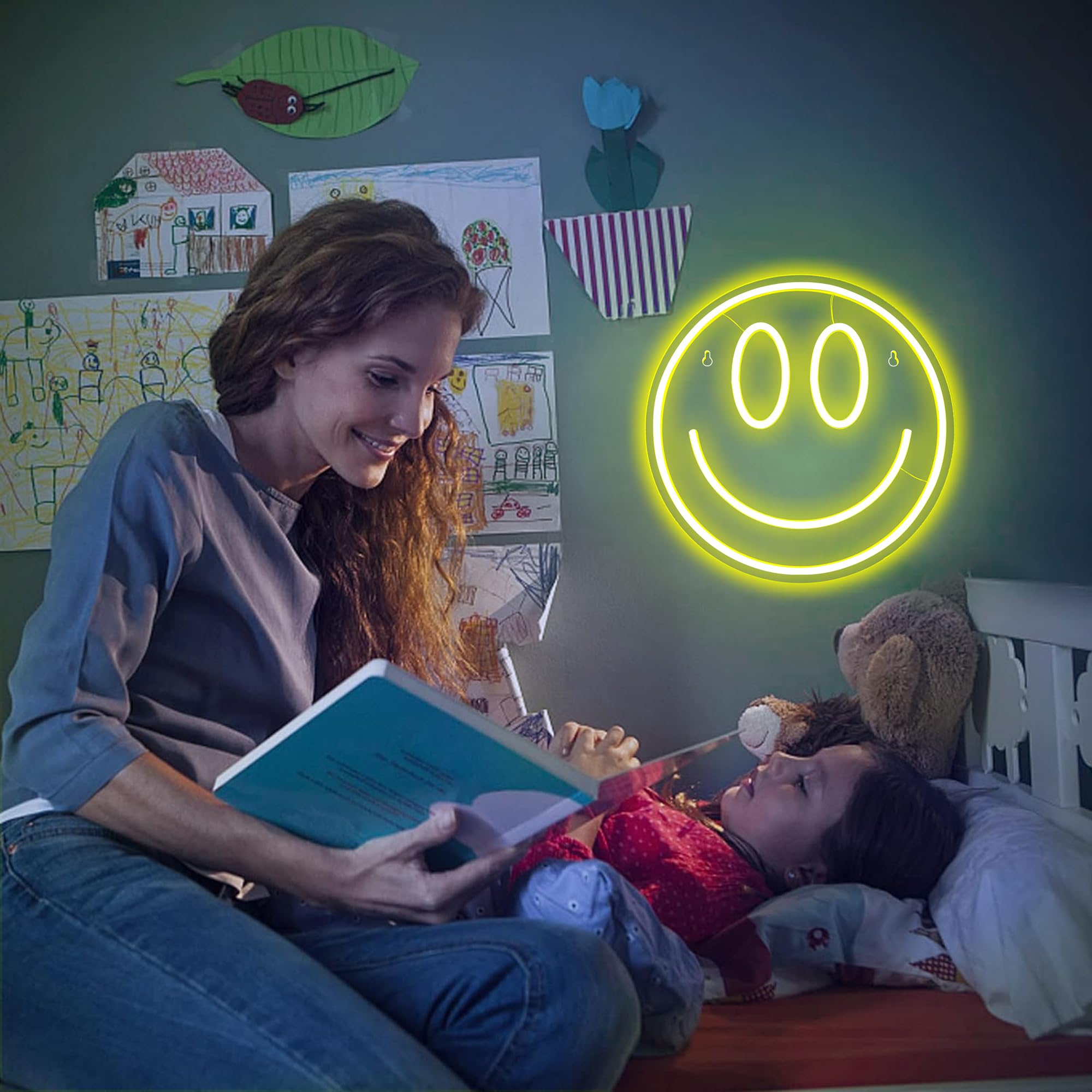 Smile Insegna al neon Insegna al neon con luce LED alimentata tramite USB giallo Bright Night Light per bar negozi Caffè, festa di compleanno, matrimonio