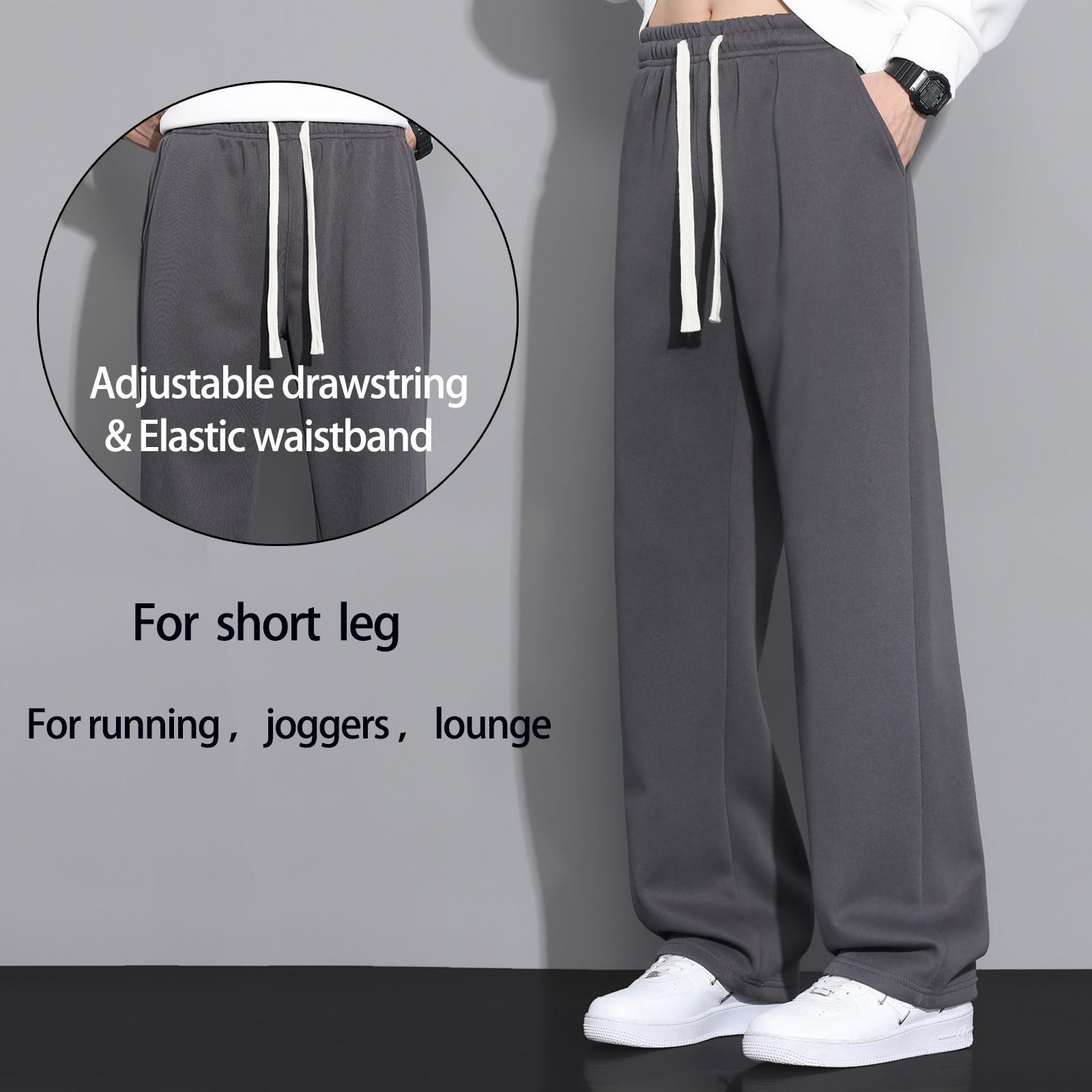 SHAGGA Pantaloni della tuta da uomo con orlo aperto dritto e cintura elastica con tasche per corsa, palestra, allenamento